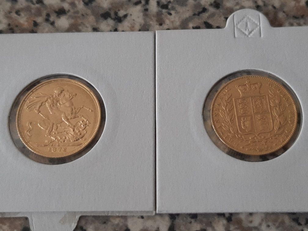 1/2 libra e 2 libras de ouro antigas sec. XIX
