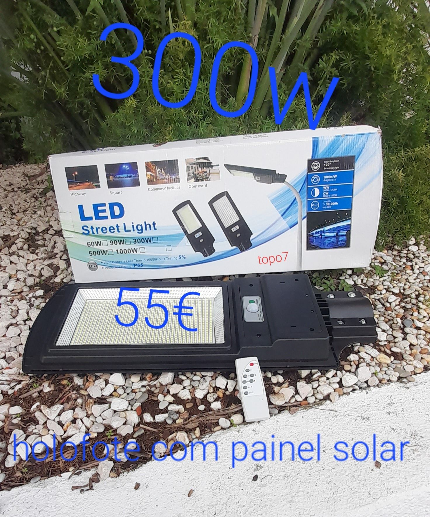 Holofote luz led com painel solar  300w