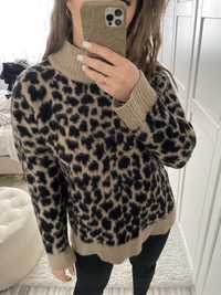 Sweter golf w panterke na-kd M/38 wełna leopard