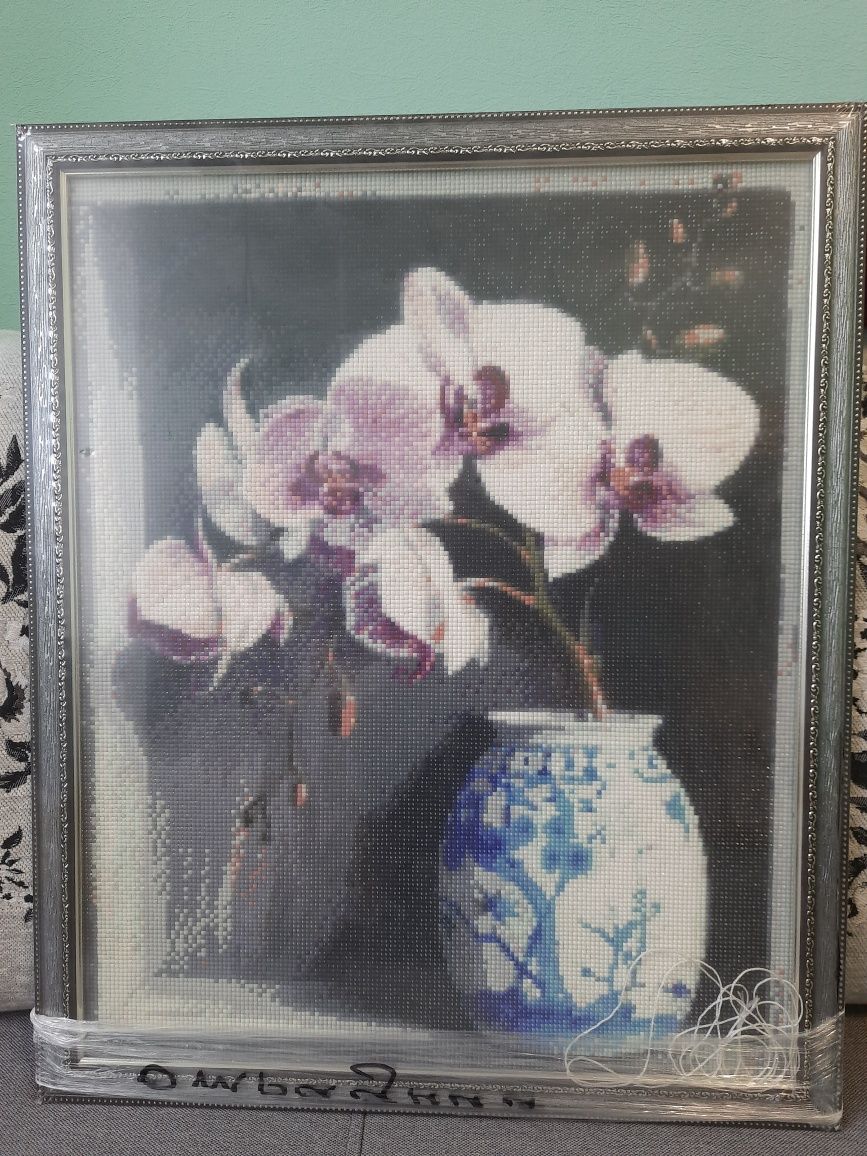 Картина, орхідеї, алмазна мозаїка