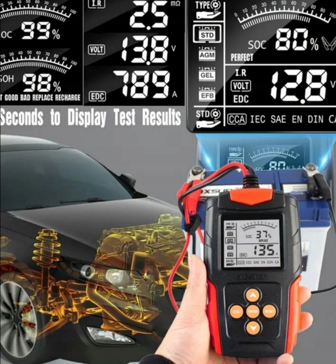 Cyfrowy tester akumulatora LCD 12V/24V