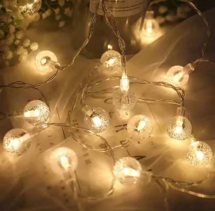 світлодіодна гірлянда кульки usb круглі лампочки жовте світло led