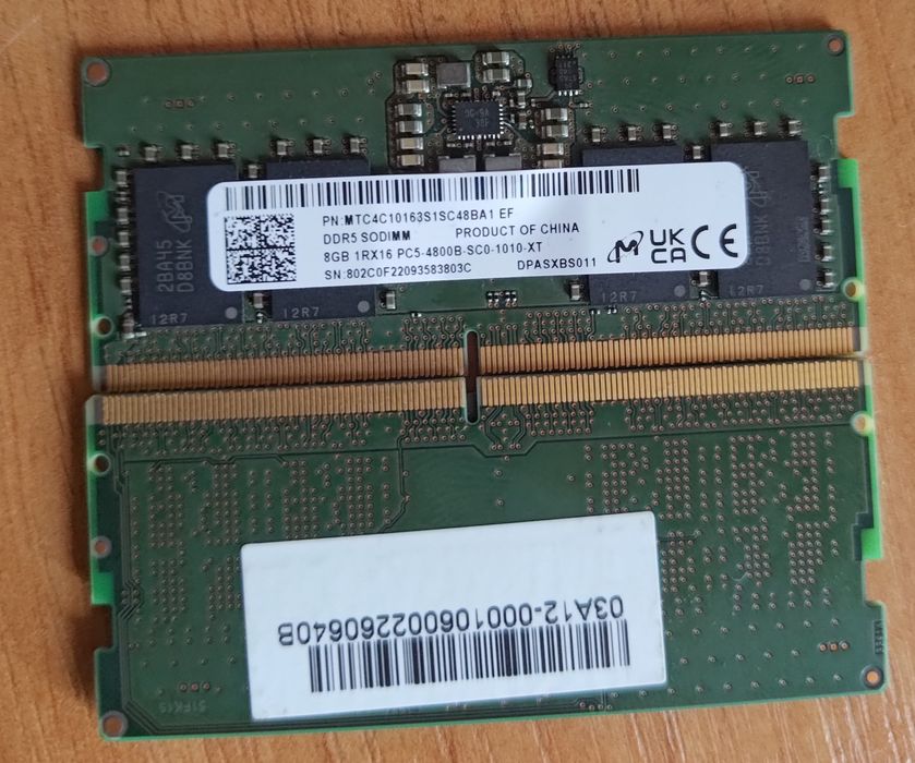 Оперативная память Micron 8 GB  DDR5 4800 (2 планки)