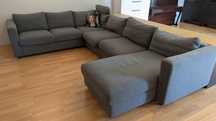 Sofa IKEA VIMLE rozkładana, szara + nowe pokrycie jasny beż, 250x350cm