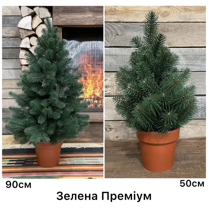 Ялинка лита в горщику 50/70/90см. Зелена/блакитна/засніжена/біла