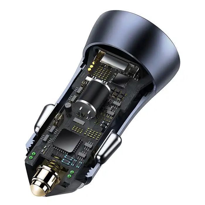 (Szara) Usb-C (Czarny) Ładowarka Contactor Usb-C, Qc4.0+, Samochodowa