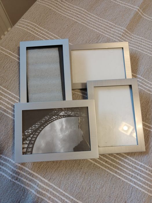 Elegancka srebrna ramka na 4 zdjęcia 9×13 cm – nowoczesna, uniwersalna