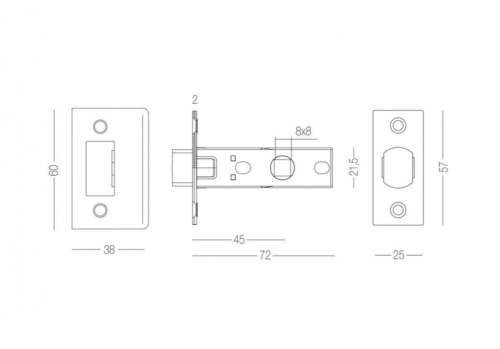 Дверна защіпка / замок / механізм MVM P-100 - бексет 45 мм. (нова)