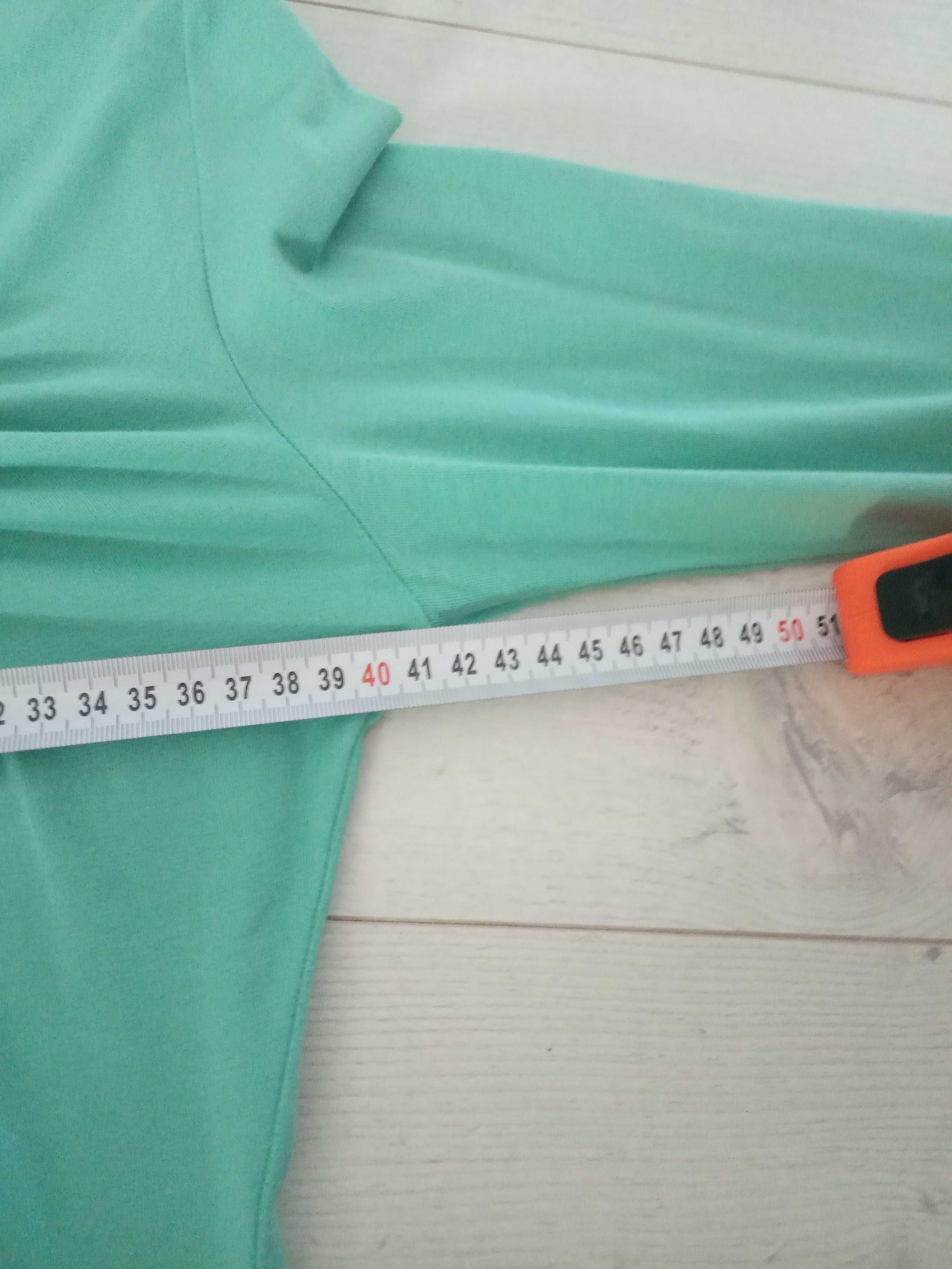 Mini sukienka tunika miętowa z dżetami 36/38 dopasowana elastyczna