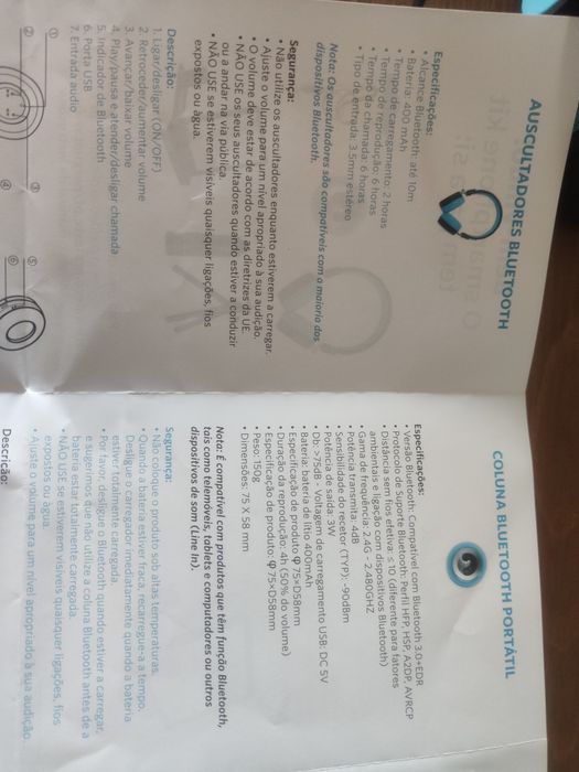 Conjunto de headphones e coluna bluetooth