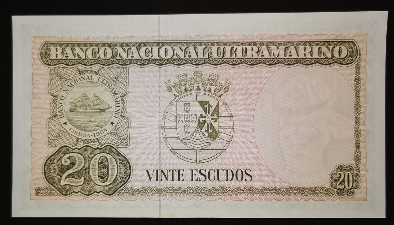 1 nota de 20 escudos. Timor. Nova. Sem circular.