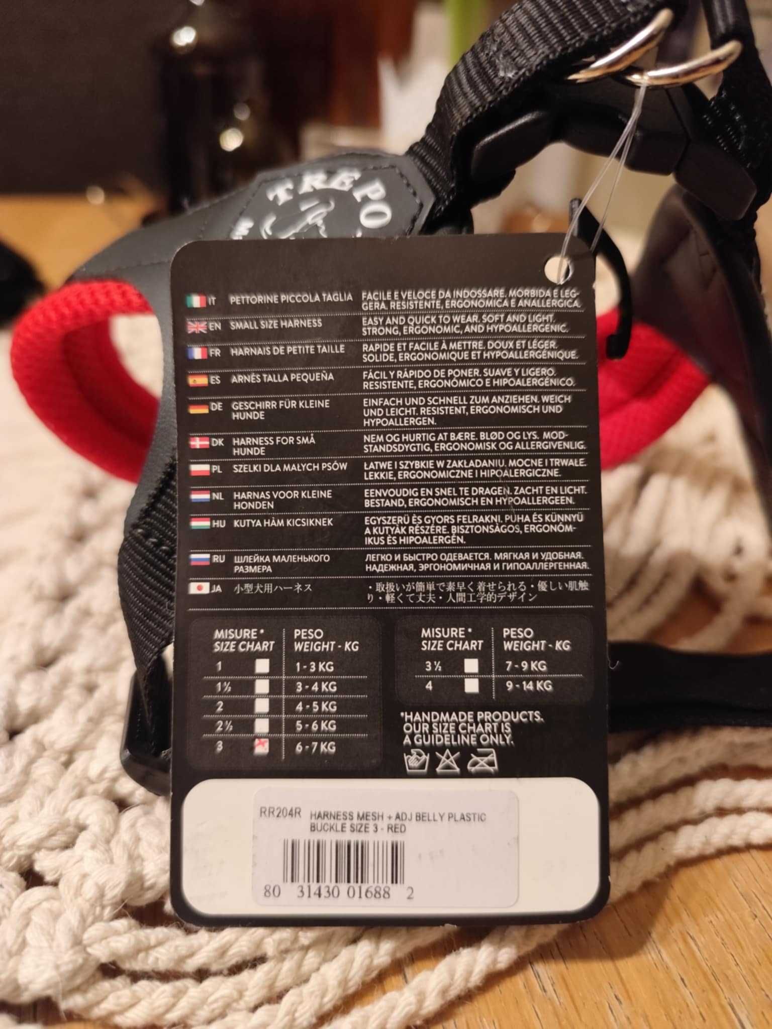 SZELKI dla psa TRE PONTI rozm. 3 - czerwone Mops Shih Tzu