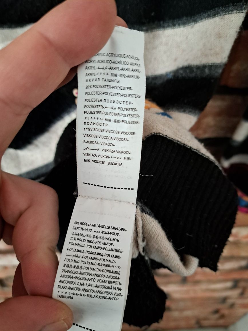 Desigual lekki sweter z kominem wełna angora oryginał L 40