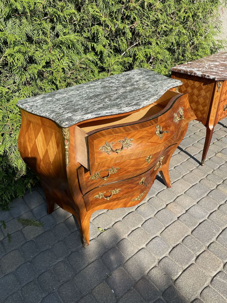 Komoda brzuchatka szuflady marmur drewno azafka francuska