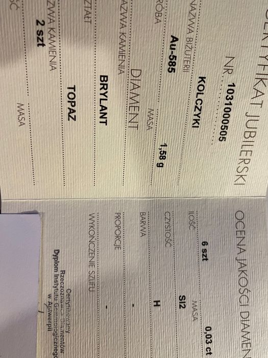 Złote kolczyki z topazami i diamentami