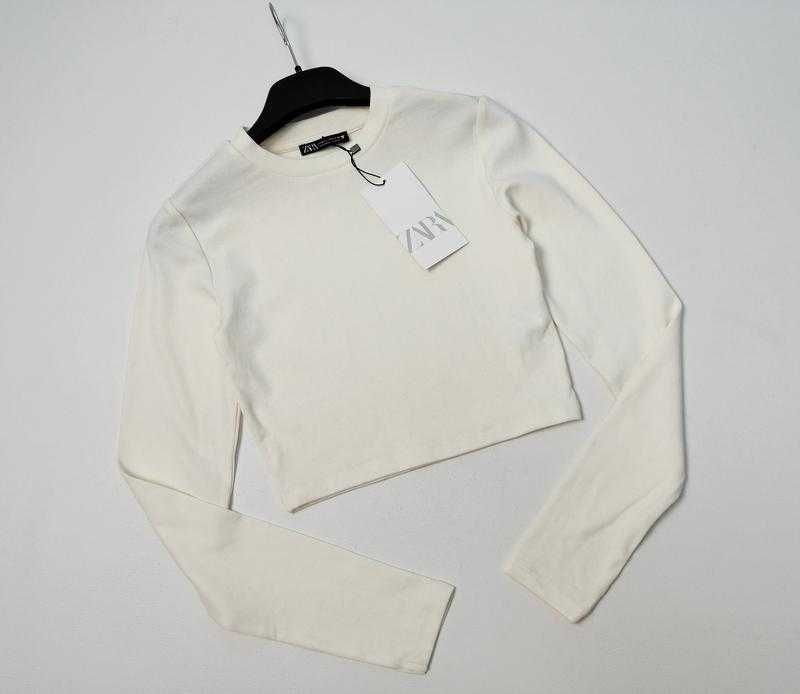 Новая укороченная кофта кроп-топ с длинным рукавом Zara