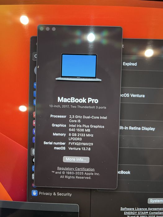 MacBook Pro 13 2017 i5 8GB 256GB ladowarka kabel i etui
