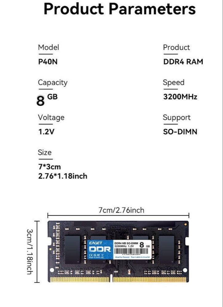 !Nowość! Eaget 8gb 3200Mhz ddr4 so-dimm