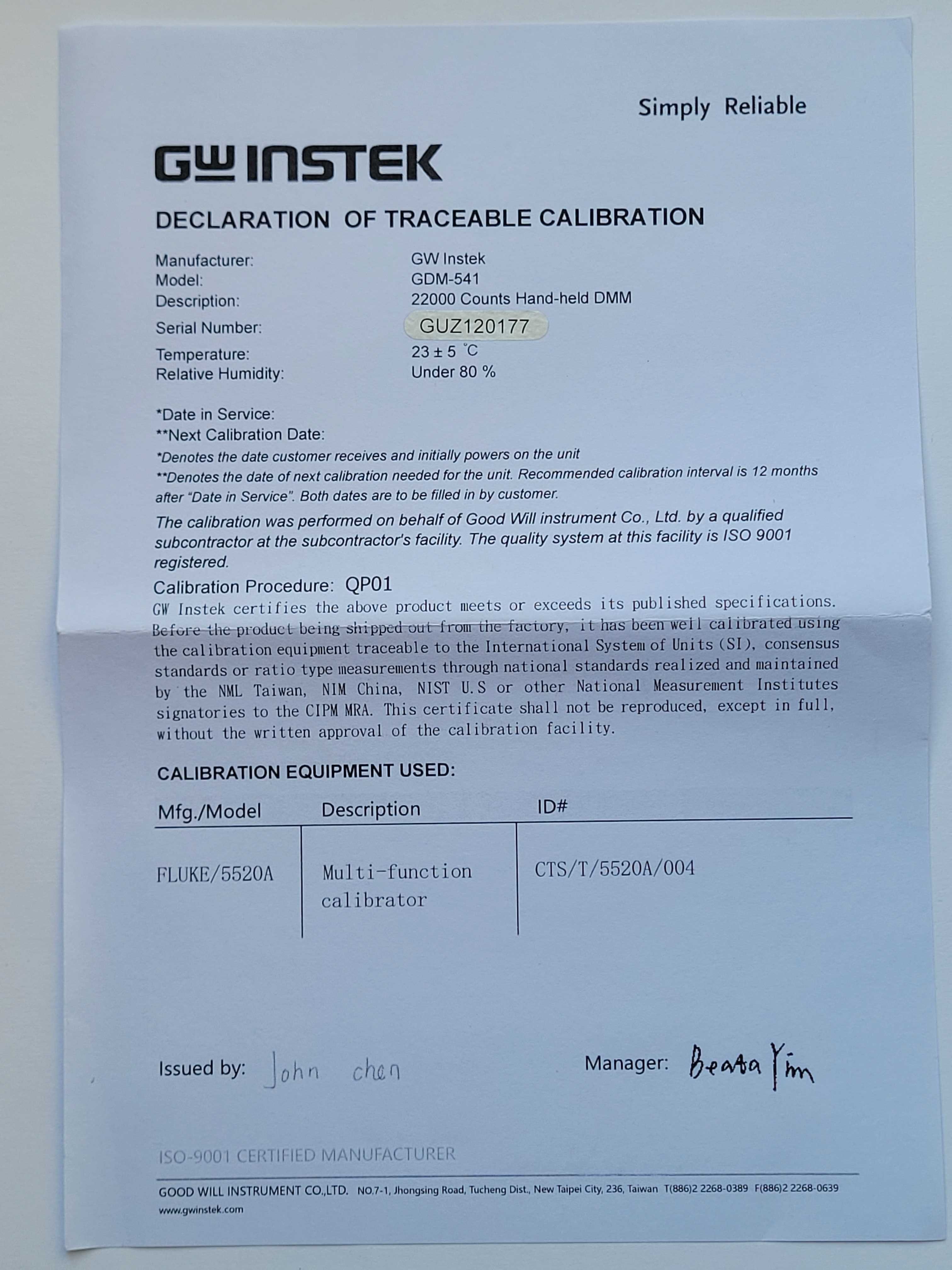 Мультиметр GW INSTEK GDM-541 (UT-161E, UT-61E+)