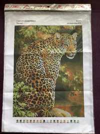 Схема на ткани для вышивания бисером Леопард
