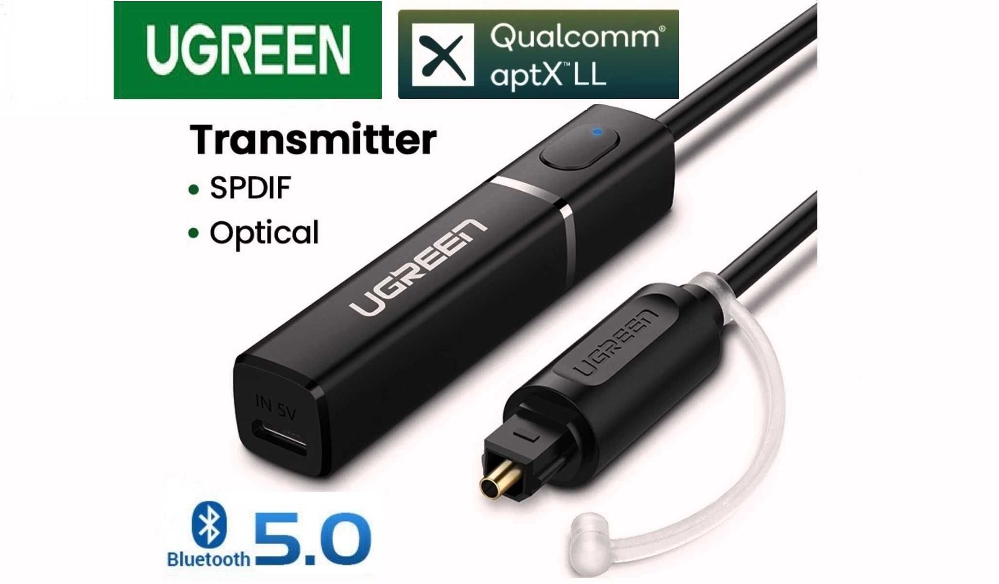 Ugreen Bluetooth 5.0 передавач Toslink SPDIF aptX, трансмітер