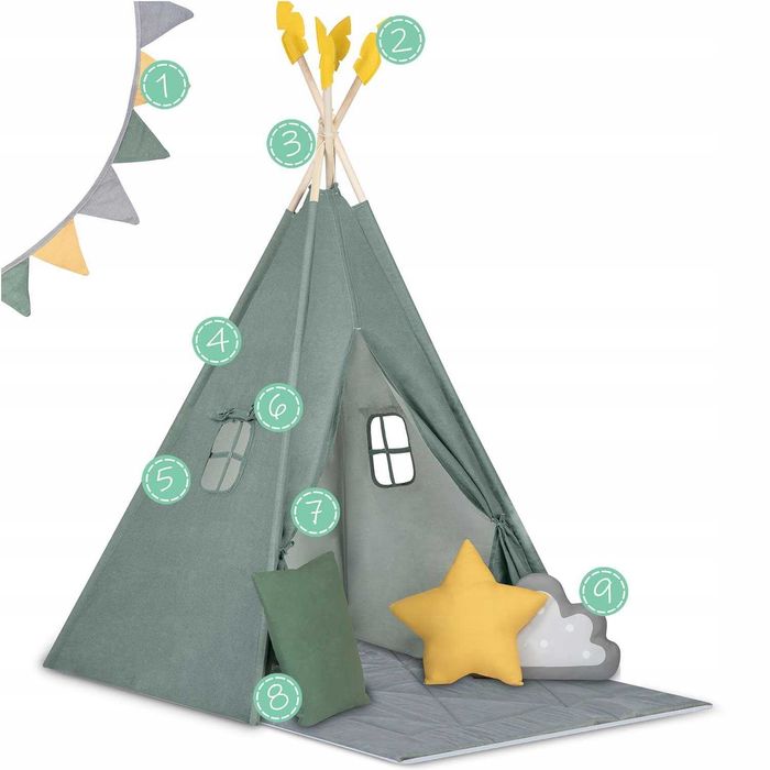 NAMIOT TIPI Wigwam Dla Dzieci Mata Domek Teepee + Poduszki Prezent