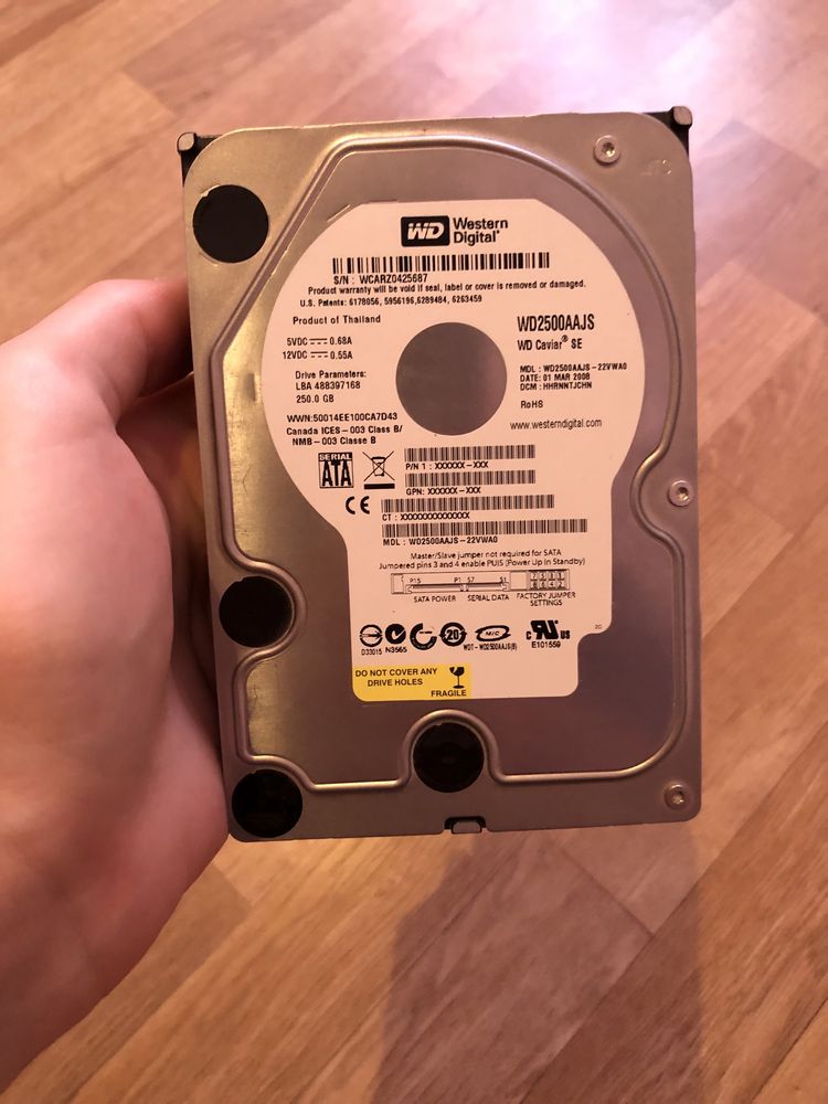 Продам жосткий диск Western Digital 250 GB