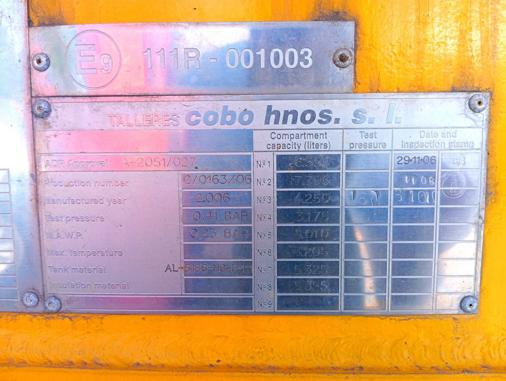 Паливо цистерна напівпричіп cobo Sao-40rn 2006р.