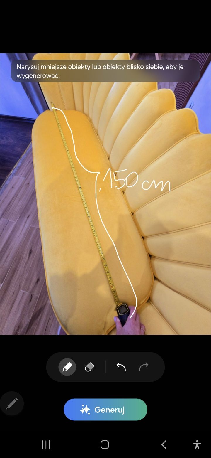 Sofa muszelka żółta
