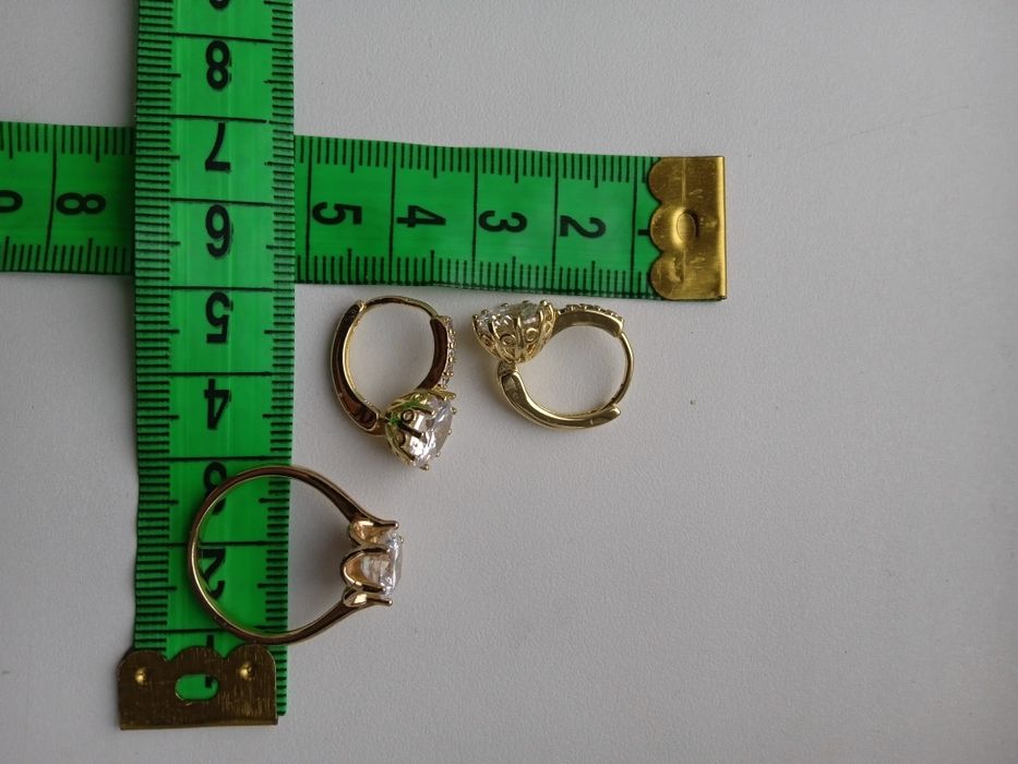 Набір подарунковий сережки + каблучка мед золото Подарок для дівчини