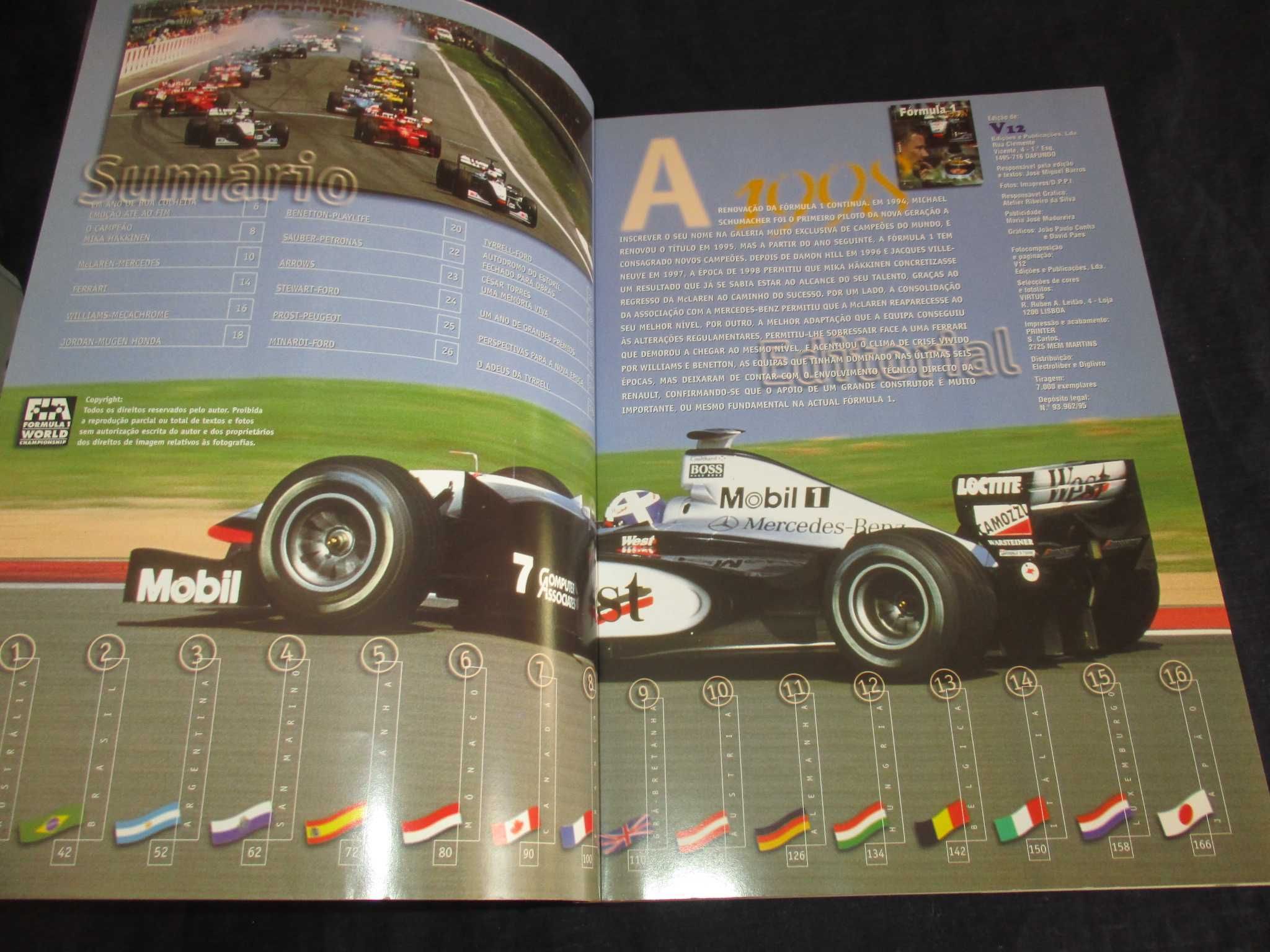 Livro Fórmula 1 Anuário 1998 José Miguel Barros