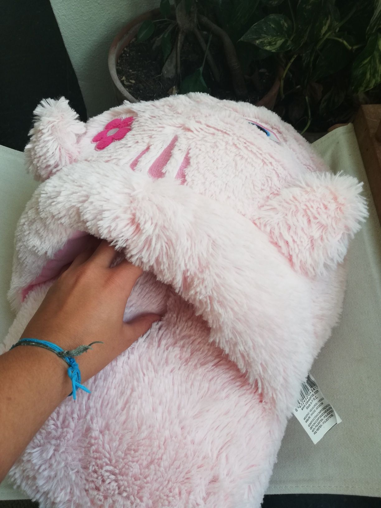 Peluche pantufa gato rosa