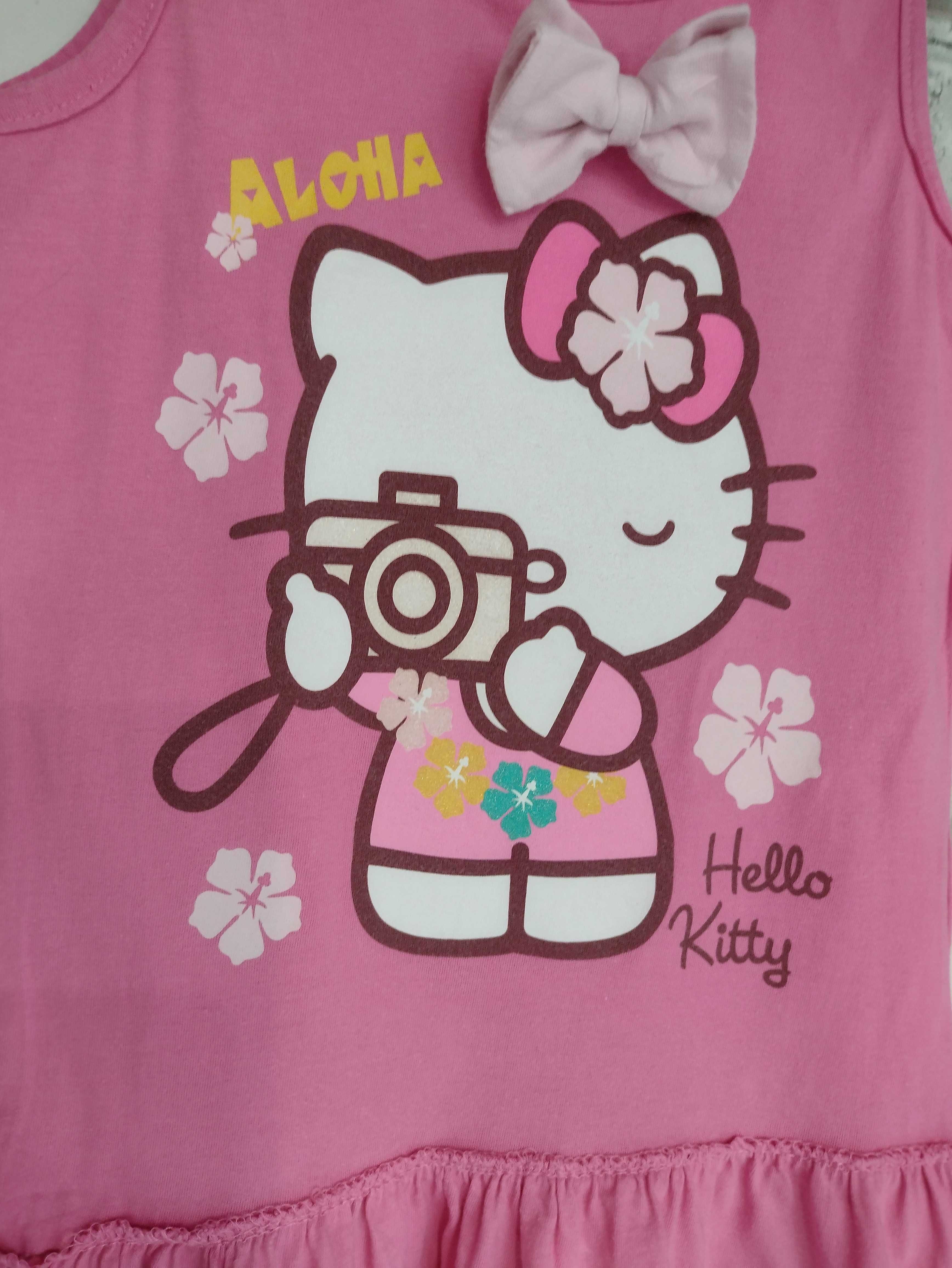 Hello kitty różowa 110 sukienka z kotkiem kotek kot bez rękawów kotem