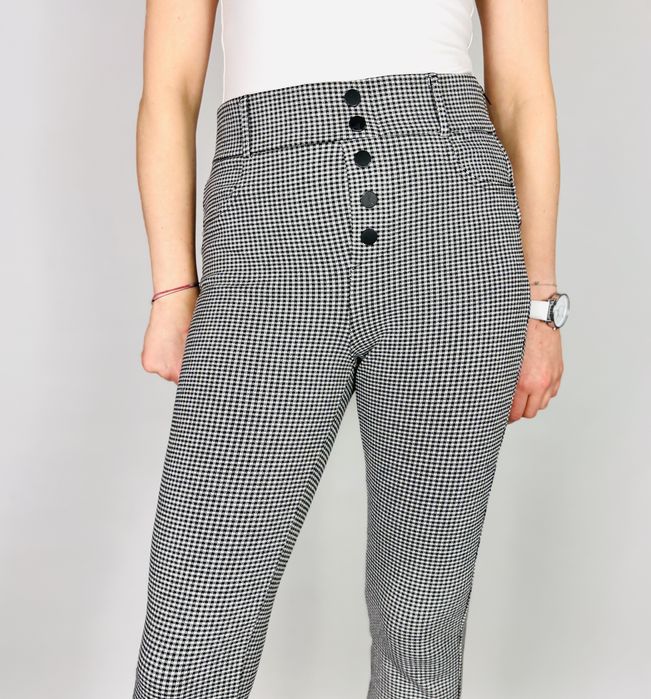 Spodnie w drobną pepitkę z guzikami M 38 ZARA