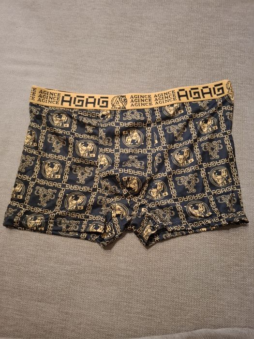 Stylowe bokserki męskie AGINCE-czarno-złoty Wzór premium