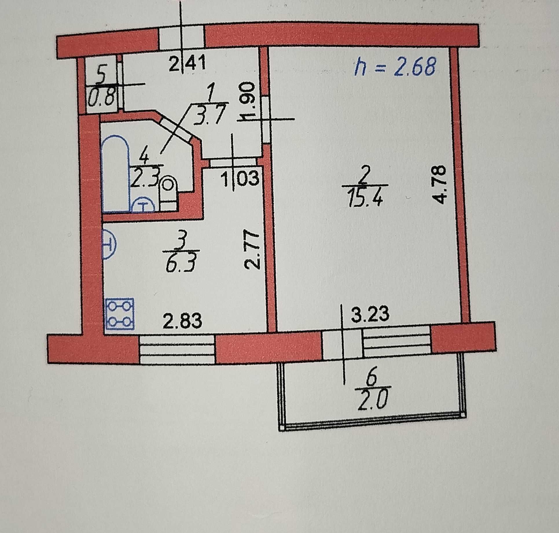 Продаж 1 кім квартири в центрі міста