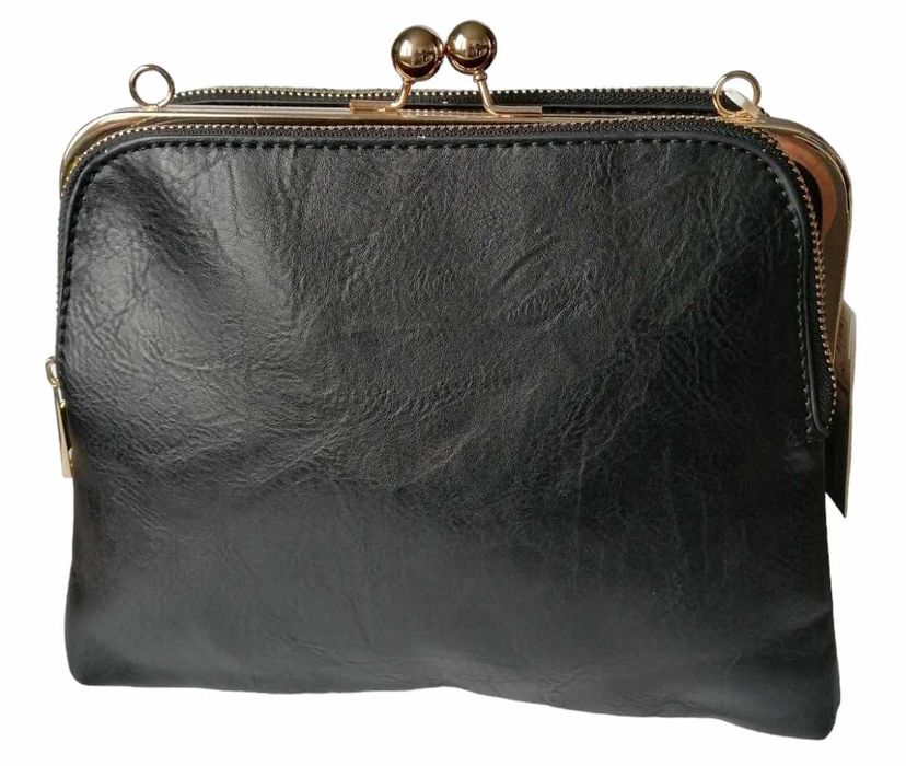 Czarna Mała Listonoszka Torebeczka Damska Na Ramię