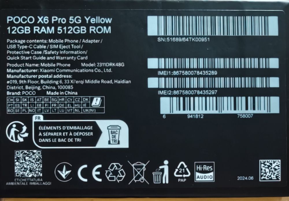 Poco x6 Pro 5G 12Gb/512Gb