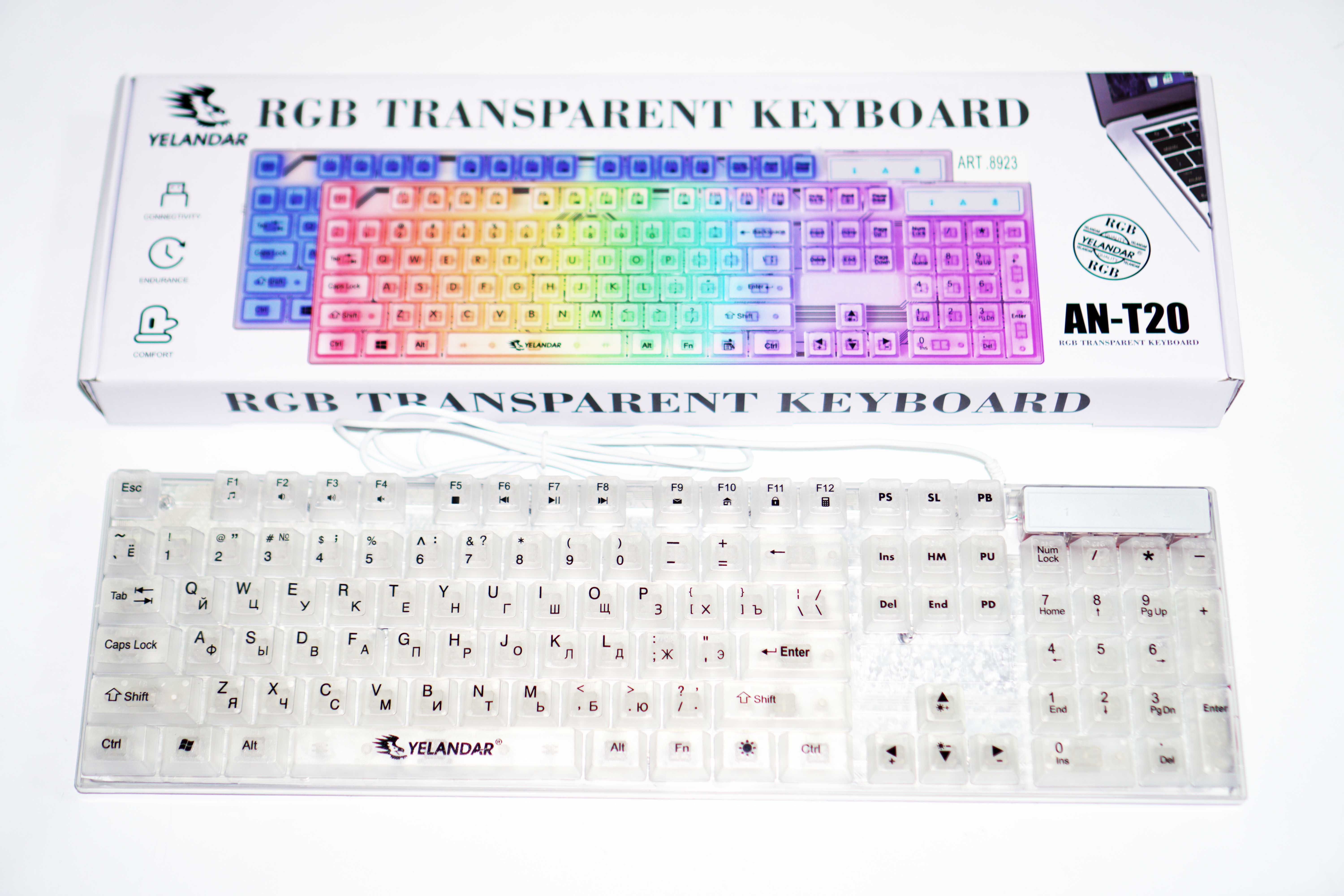 Игровая мембранная клавиатура с подсветкой RGB Белая Yelandar AN-T20