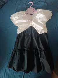 Zara sukienka falbanki z falbanami czarna 134 koniec roku biala