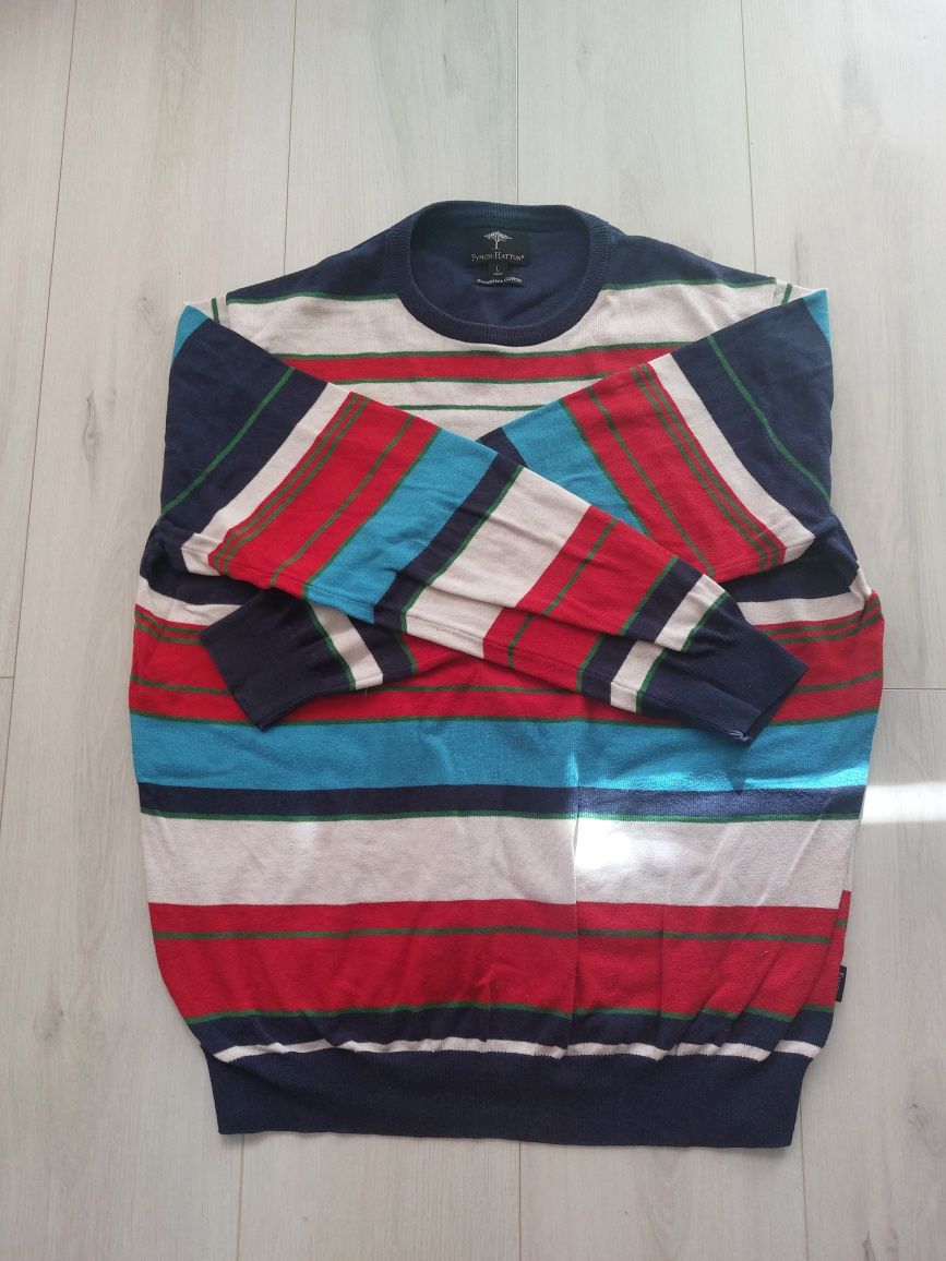 Kolorowy sweter w paski Fynch Hatton, sweter bawełna premium