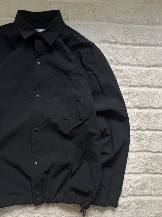 ZARA (M) Overshirt Polo Black Nylon мужской овершот рубашка поло ориги