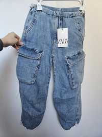 Spodnie Zara r. 128 z szeroka nogawka