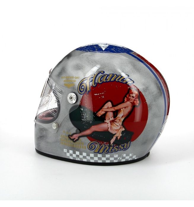 Capacete integregal - retro (novo) Trophy Pin Up Old Style Silver