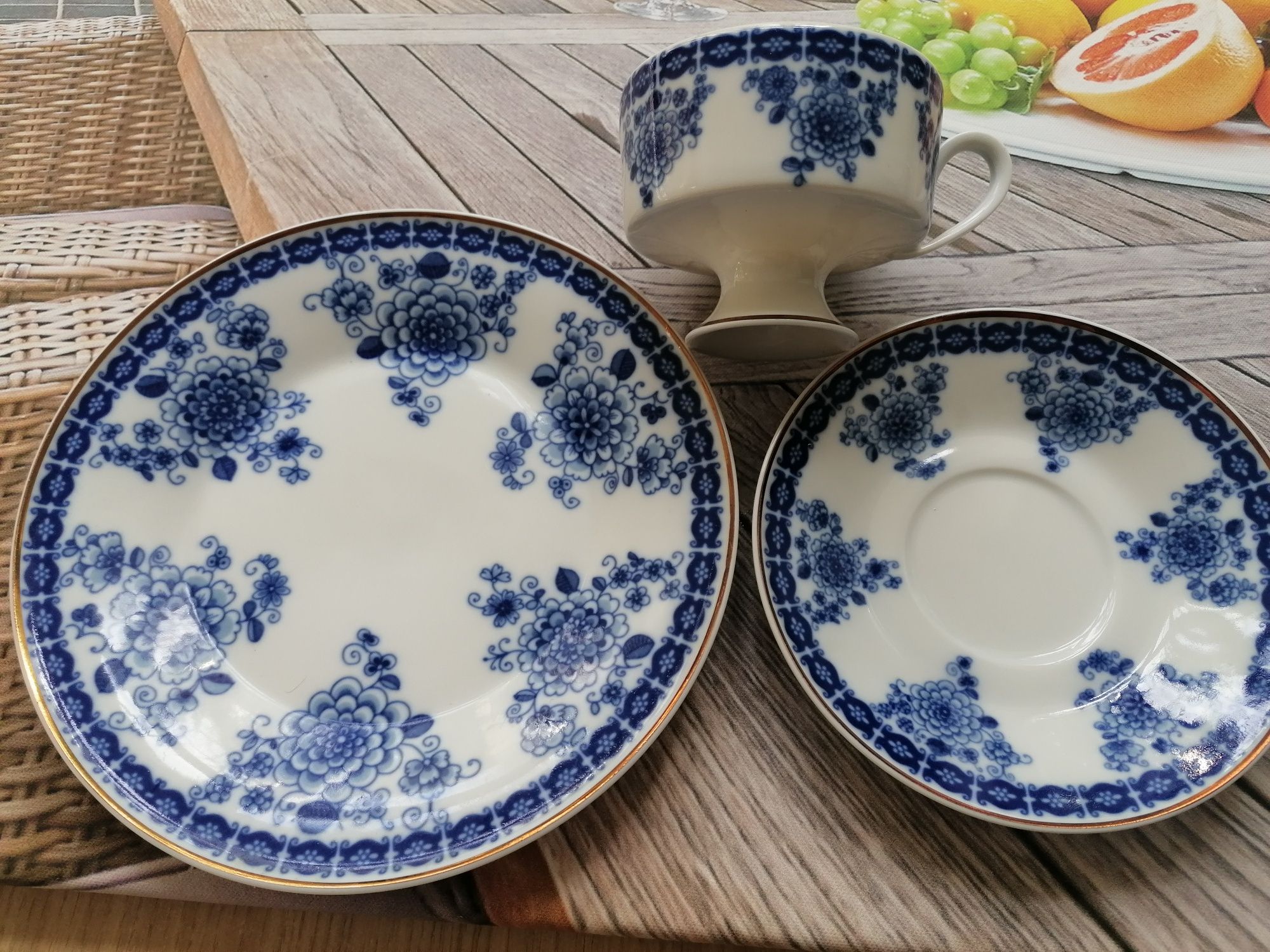 Piękna porcelana zestaw śniadaniowy Cobalt