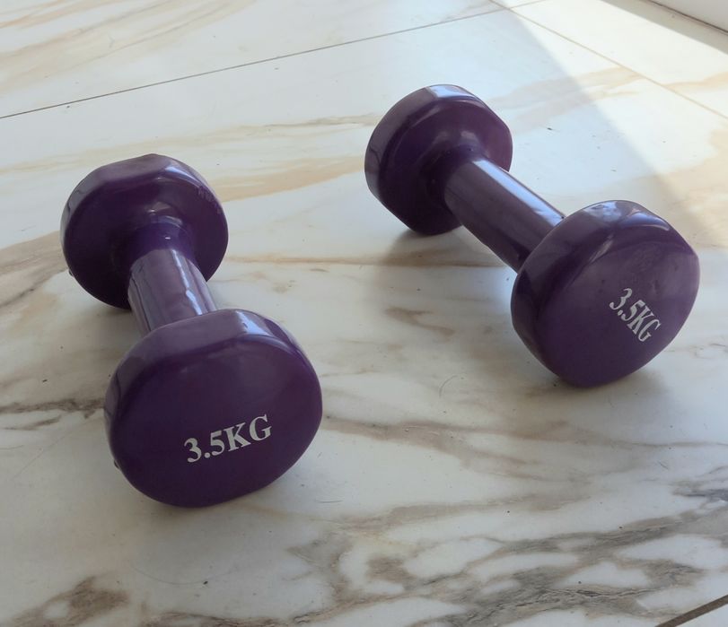 Гантели виниловые фиолетовые, гантель 3,5 кг