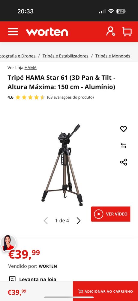 Vendo 2 tripe e 2 luz HAMA