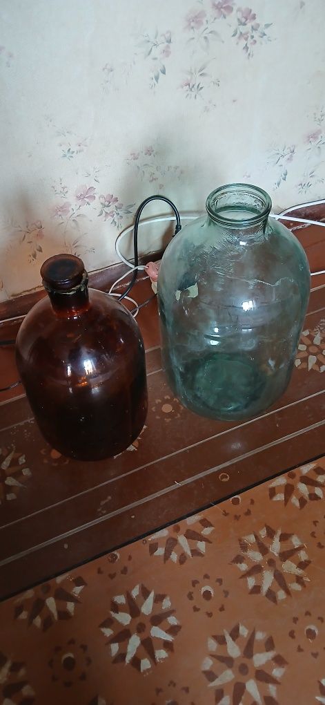 Бутыль стеклянный, 5л с пробкой.