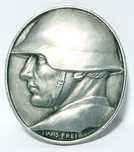 Antiga medalha / pin militar suíço de 1918 Hans Frei em prata  900