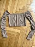 Crop top bluzka długi rękaw krótka odkryte ramiona Basic karmelowa